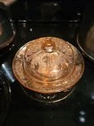 Vintage Federal Pink Glass Sharon Cabbage Rose Round Covered Butter Dish
