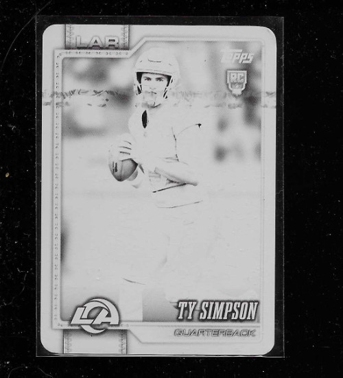 2026 Topps Ty Simpson RC #302 BLACK PRINTING PLATE 1/1 Rams