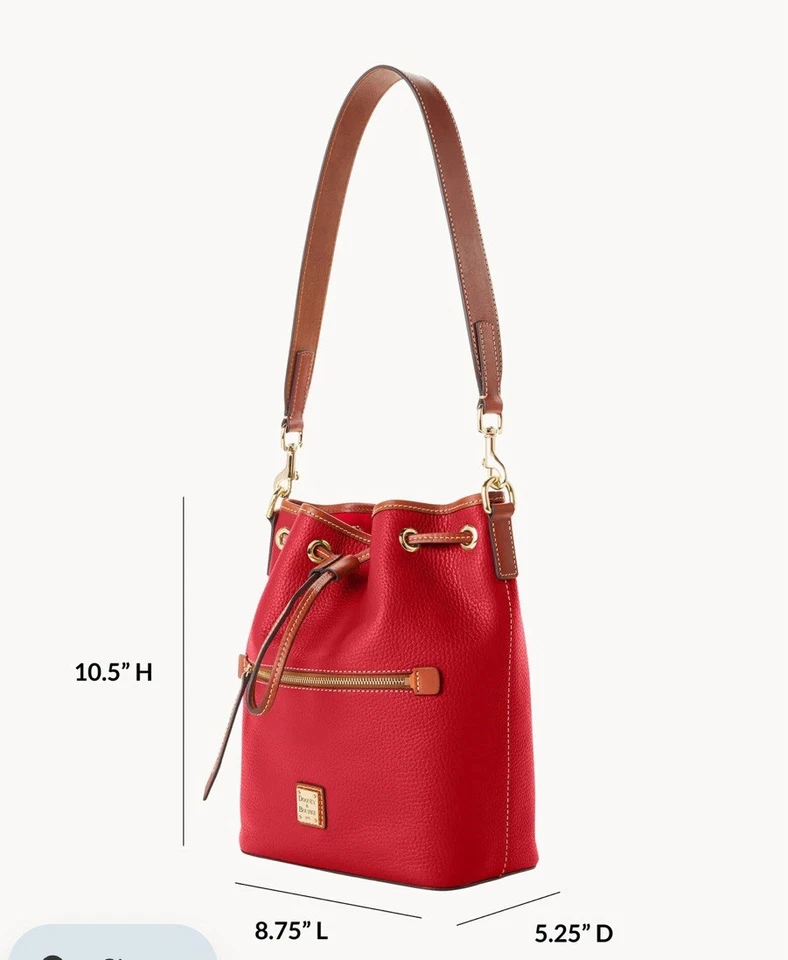 Bolso con cordón de cuero guijarro Dooney & Bourke, rojo, nuevo sin etiquetas, ¡haz una oferta! Foto 2 de 4