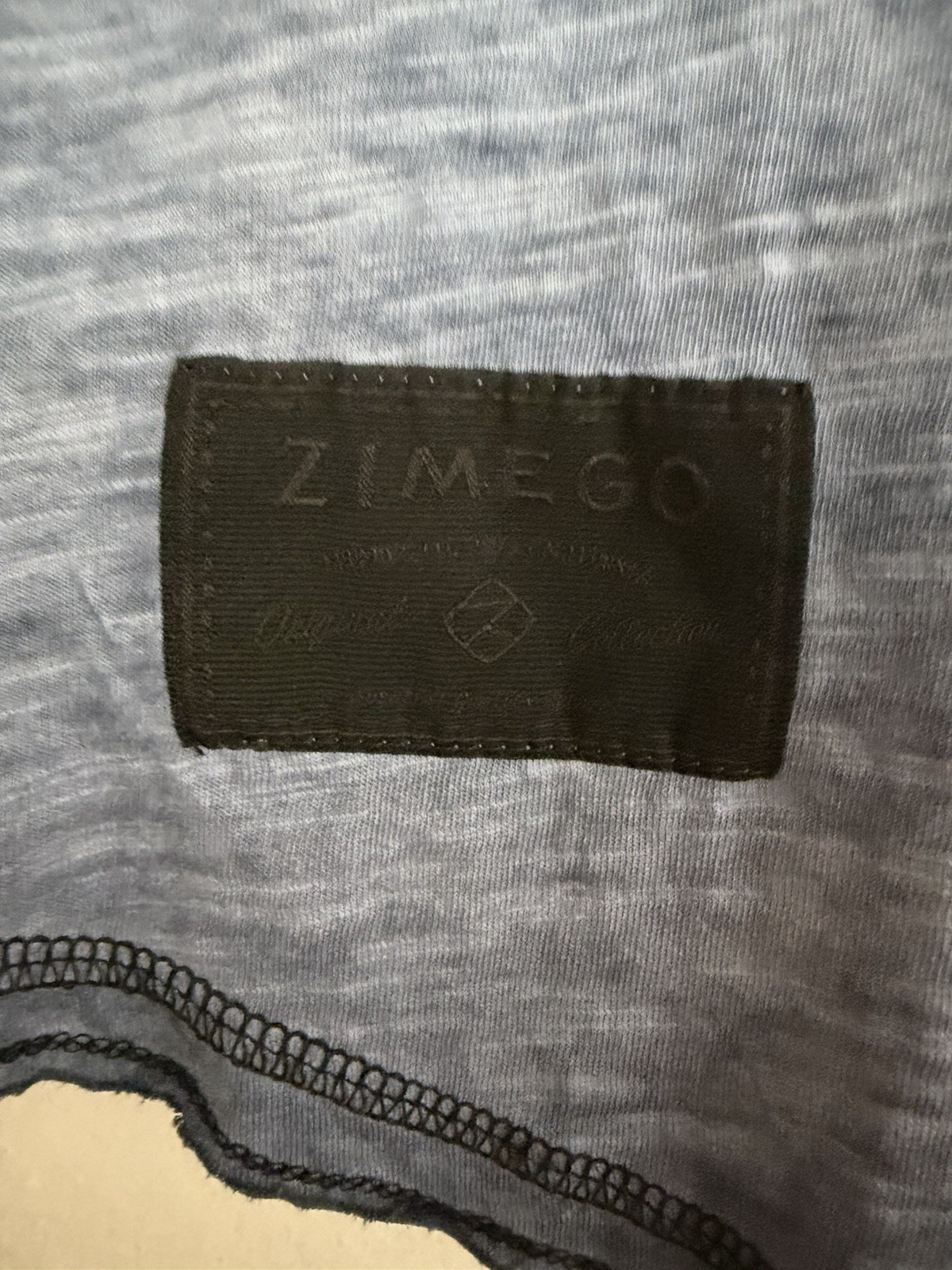 ZIMEGO T-Shirt Mens L Slate Blue DSFLS57P Long Sleeve Slub Knit Crew Neck New image 3