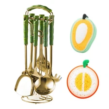 9 Piece Kitchen Utensil Set, Kitchen Accessories for Cooking, Gold Stainless ...