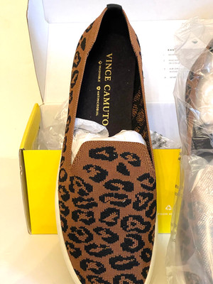 VINCE CAMUYO LEOPARD SLIP ON SNEEKERS. SIZE 10 M. BRAND NEW IN BOX. WASHABLE