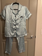Stripped Blue And White Pajama Set