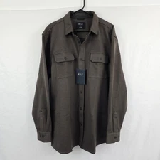 BYLT Men's Coastal Overshirt Shirt Shacket Coffee Brown Poly Stretch XXL NWT