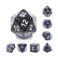 Foam Brain Dice Poly Set - Clear Night Sky w/Silver 7 New