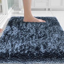Bath Mat 24 x 17 Chenille Non Slip Soft Absorbent Light Blue Yimobra Bathroom