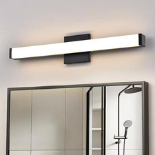 24 In. Matte Black Modern 16W 3000K Integrated LED Bathroom Vanity Light Bar wit