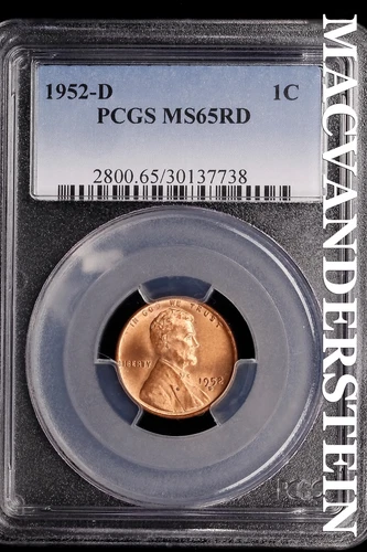 1952-D Lincoln Wheat Cent-PCGS MS 65 RD Choice Gem BU No Reserve #SLL259