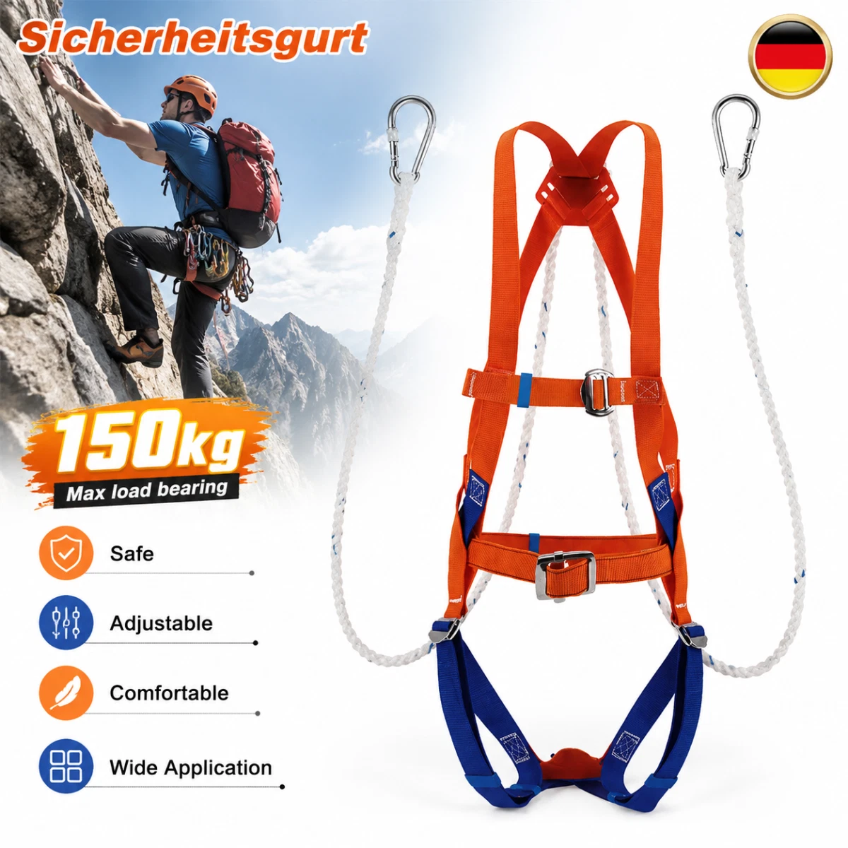 STURZSTOP Auffanggurt Profi – Fallschutzgurt Für Dachdecker, Gerüstbau & Klettern, Absturzsicherung