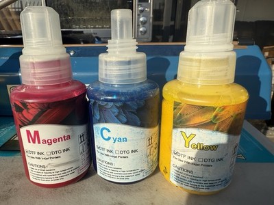 3× 100ml DTF/DTG Ink Set Cyan Magenta Yellow For Epson Printer New Sealed