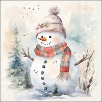 20 Servietten Snowman In Nature - Schneemann Mit Freude 33X33Cm