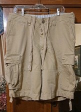 VTG Abercrombie Fitch Cargo Shorts Mens 34 Khaki Fatigues Paratrooper Heavy