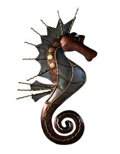 Wanddeko Seepferdchen Seepferd Wandbild Metall Bild Deko Skulptur Figur Fisch