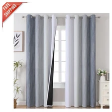 100% Blackout Ombre Curtain Panels – Stylish & Energy Saving, 52x84 inches