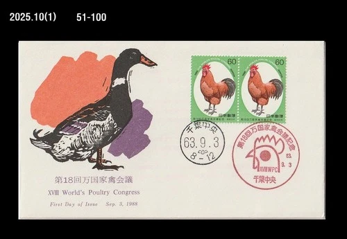 Bird,Chicken,Duck,World Poultry Congress,Japan 1988 FDC,Cover