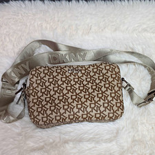 DKNY Beige/Brown Logo Monogram Crossbody Bag ...