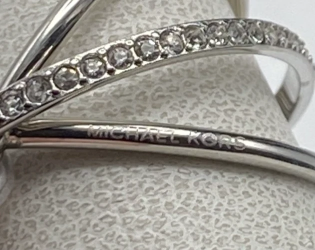 Michael Kors MKJ55320408 Silver Tone Pave Crisscross Statement Ring, Size 8, NOS - Image 4 of 4