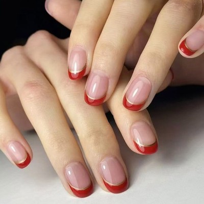 24Pcs Oval Fake Nail Glossy Press on Nail False Nail Tips Artificial Nail