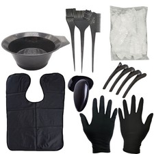 Professional Hair Coloring Kit  Dye Brush, Cape, Gloves, Bowl  Salon Tint Tool