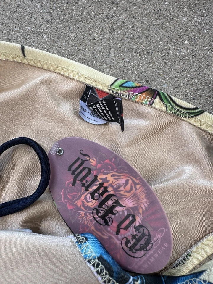 Parte inferior de bikini ED HARDY vintage Y2K rara Love Kills cuerda vanguardista M Foto 2 de 4