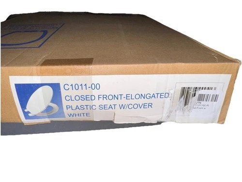 Jones Stephens Closed Front Elongated Plastic Toilet Seat W/Cover 18.5" White - Picture 6 of 9