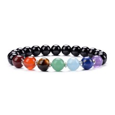 Chakra Stretch Bracelet  Genuine Natural 8mm Gemstones Beads, Silver Spacers...