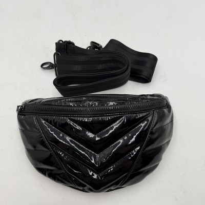 Think Royln Little Runaway Belt Bag Women Small Black Quilted Chevron Fanny Pack