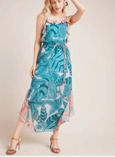Anthropologie Farm Rio Ruffled Botanical Maxi Dress Medium NWT
