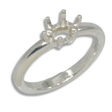 East West Oval 6 Prong Pre-notched Ring Mounting 6x4mm - 8x6mm  Size 4 - 11 