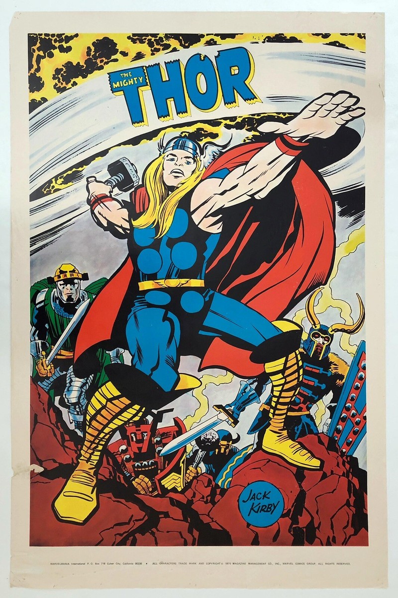 THOR Marvelmania Poster JACK KIRBY Vintage MARVEL 1970 Very Rare
