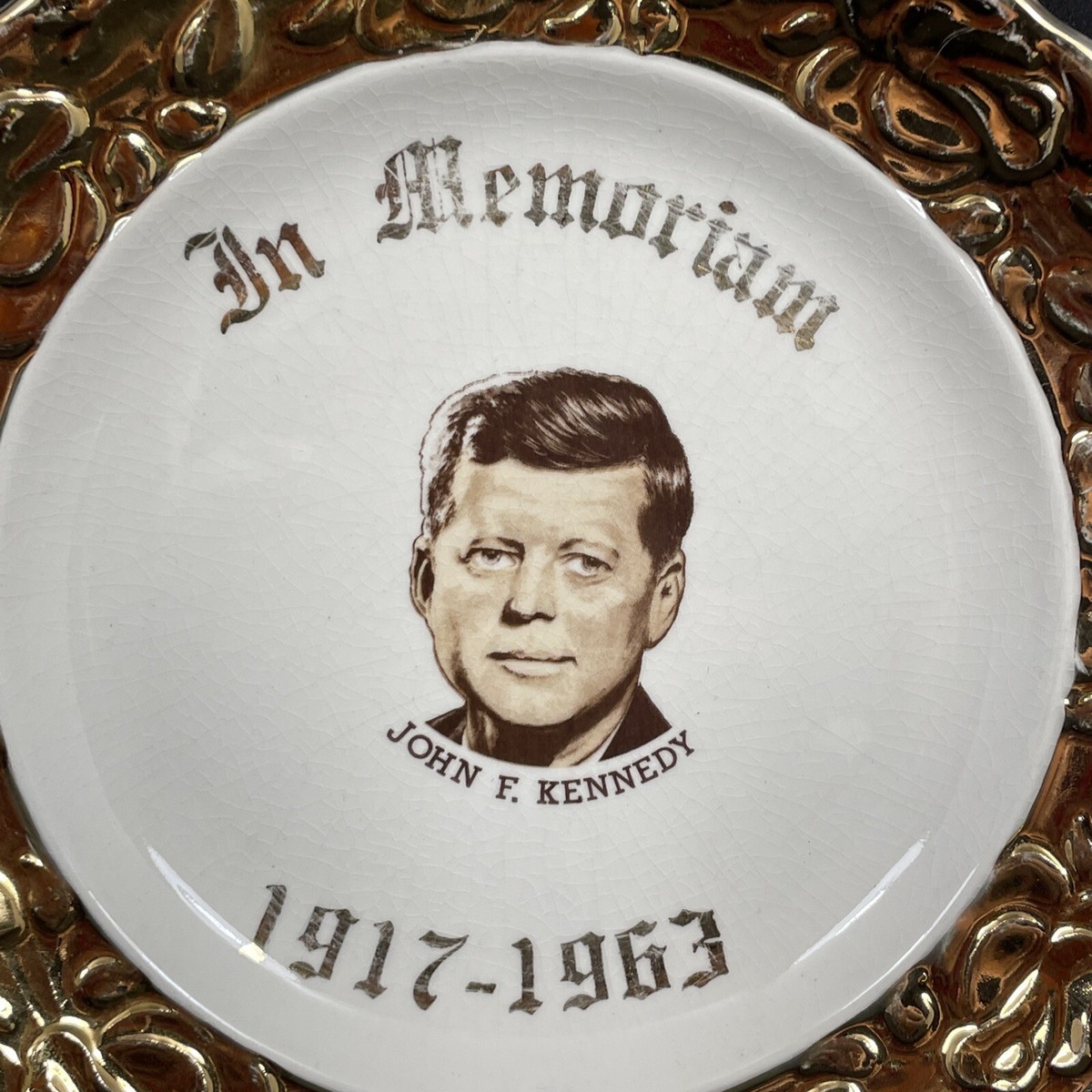 Vintage President John F. Kennedy In Memoriam 1917-1963 Gold Trim