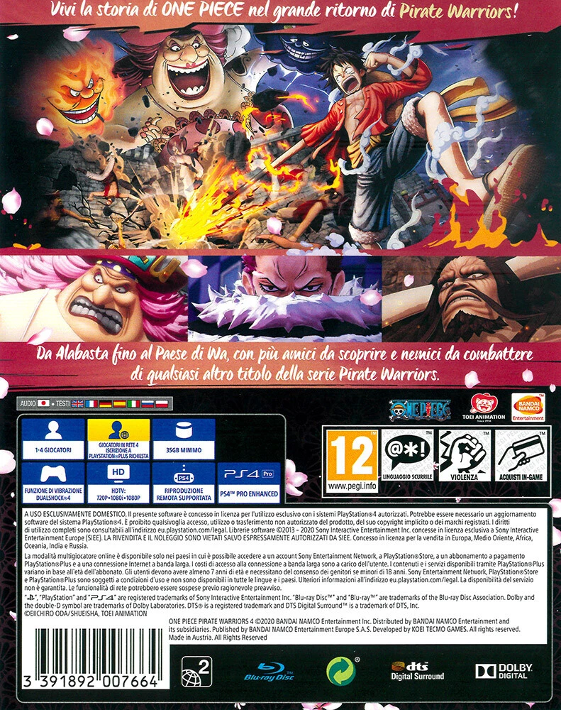 Jeu d'Action/de Rôle - One Piece : Pirate Warriors 4 - PS4