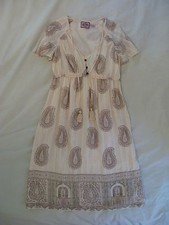 Juicy Couture 'Paisley Tassel' Cream Silk Dress Sz 4 Beautiful Rare Piece!