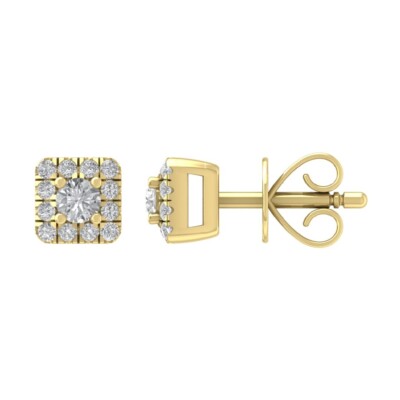 Mode-Ohrstecker 10 Karat Gelbgold rund im Labor gezüchteter Diamant für Frauen