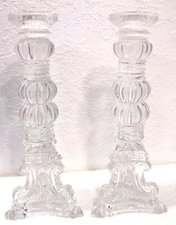 Vintage Bombay Crystal Italian Baroque Candle Holders Signed Collectible 9.75"