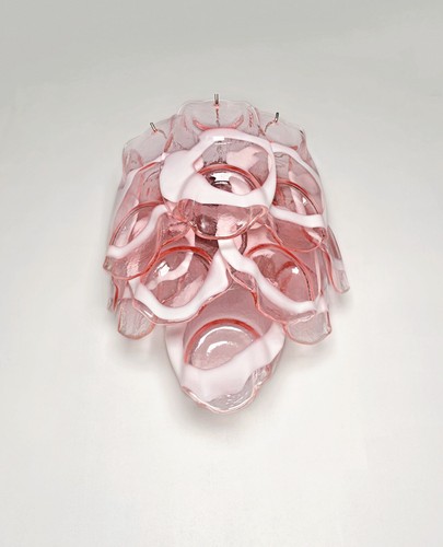 1970’s Pair of Vintage Italian Murano wall lights - 10 pink glasses - Foto 8 di 17