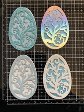 8pc teal mix media easter egg die cut cardstock embellishment for cards