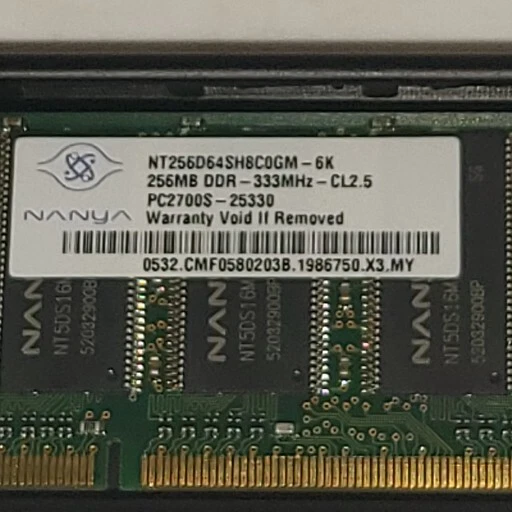 NANYA NT256D64SH8C0GM-6K 256MB DDR-333MHz-CL2.5 PC2700S-25330 LAPTOP MEMORY - Image 3 of 4