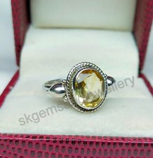 Natural Citrine Ring 925 Sterling Silver Ring November Birthstone Ring Jewelry