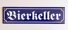 Bierkeller Hinweisschild Stra&szlig;enschild Nr. 413 Email Emailleschild 8 x 30 cm