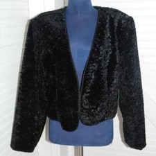 Vintage River Ridge Trading Co Fuzzy bolero jacket Women s Large Black Velour