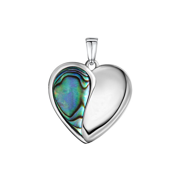 AnhäNger KettenanhäNger 925 Sterling Silber Rhodiniert Glanz Herz Abalone Blau V-image