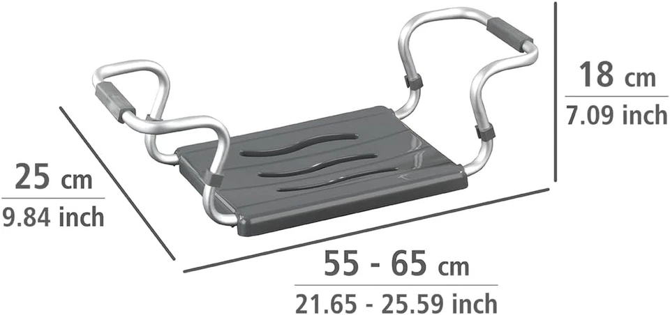 73392500, Sedile Vasca Da Bagno, Allungabile, Carico Max. 120 Kg, Alluminio, Arg - Immagine 4 di 4