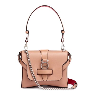 New! Christian Louboutin Medium Rubylou Beige Nude Leche Leather