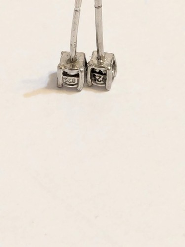 Sterling Silver 925 Glass Prong Set Stud Earrings. Classic. 1/8". Small - Picture 9 of 12