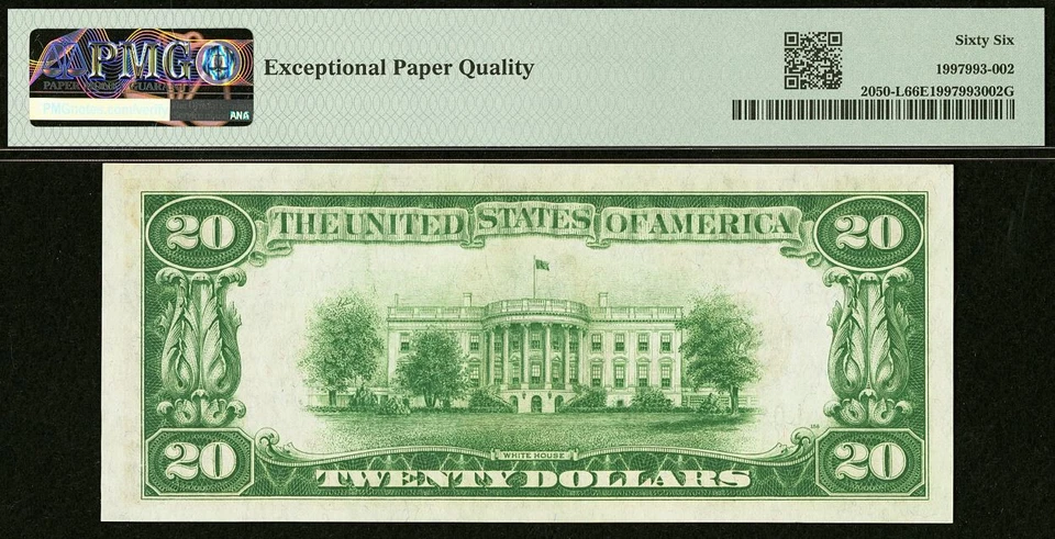 1928 $20 Federal Reserve Note PMG 66EPQ - Redeemable in Gold - San Francisco #12 - Image 3 of 3