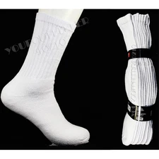 9-11 Women 10-13 Men  4 Pack Athletic Cotton Heavy  Crew Thick Socks White