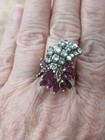 Vintage *Clean Out* Diamond And Ruby Gold Waterfall Ring  Not Scrap — photo 8