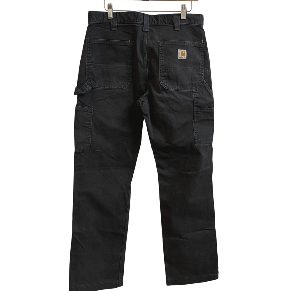 Pantalones de trabajo Carhartt B24 BLK calce relajado negros para hombre 32x30 algodón pato Foto 3 de 4