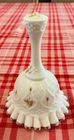 Fenton Glass Violets in Snow Spanish Lace Silver Crest Bell Artist Signed 6”